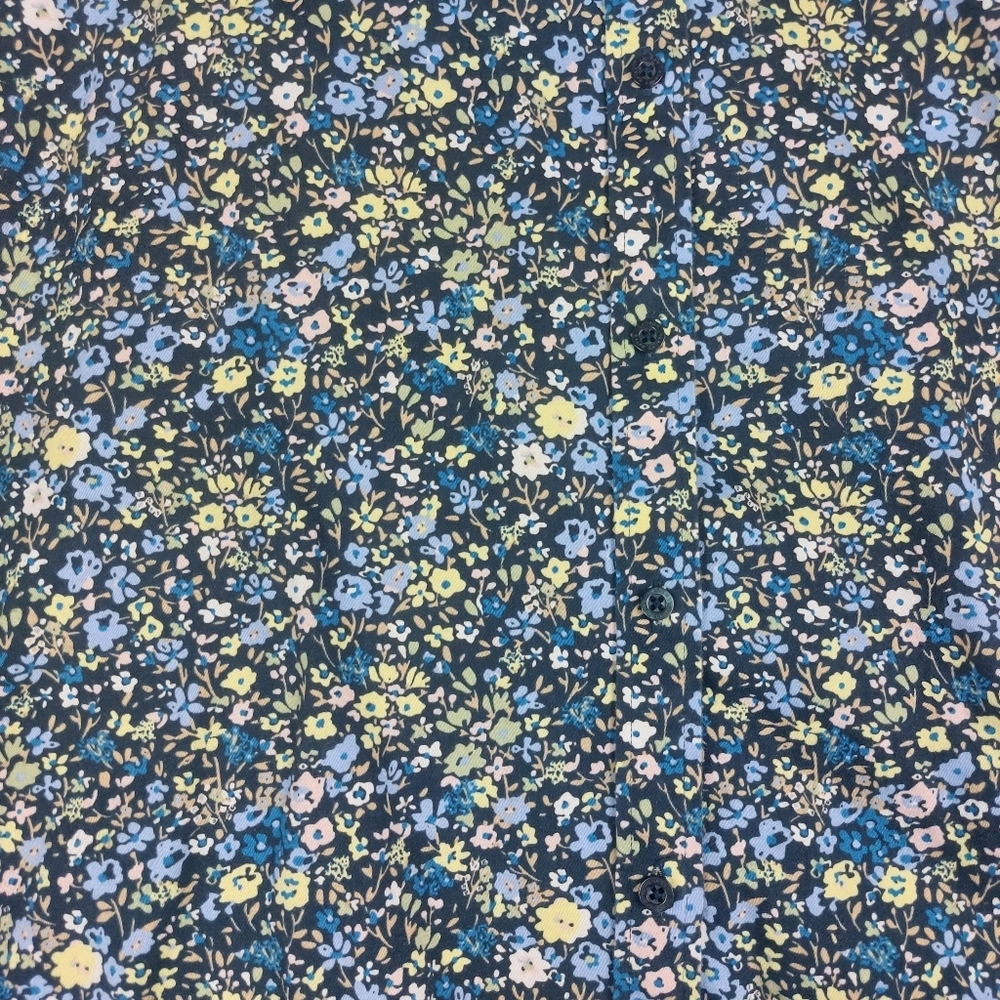 LAUREN RALPH LAUREN WOMENS NON IRON BLUE MICRO DITSY FLORAL COTTON SHIRT SZ XXL - Picture 2 of 8